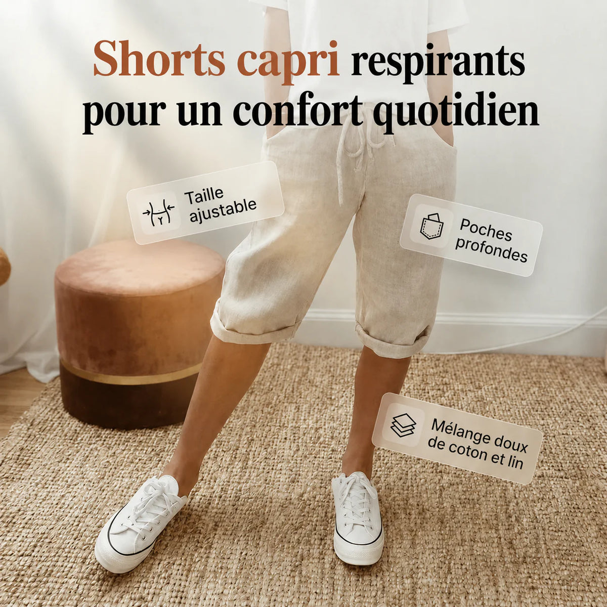 ZAVON™ | Short femme en coton et lin