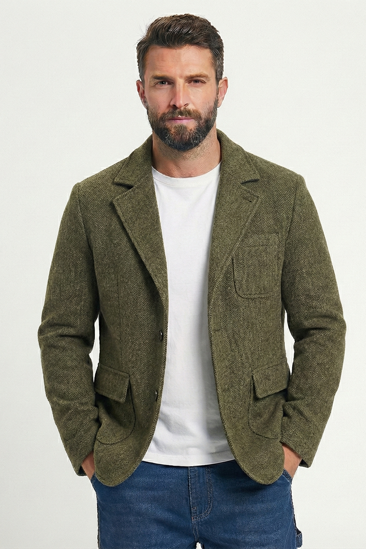 Veste à simple boutonnage en toile vintage pour hommes | Zavon