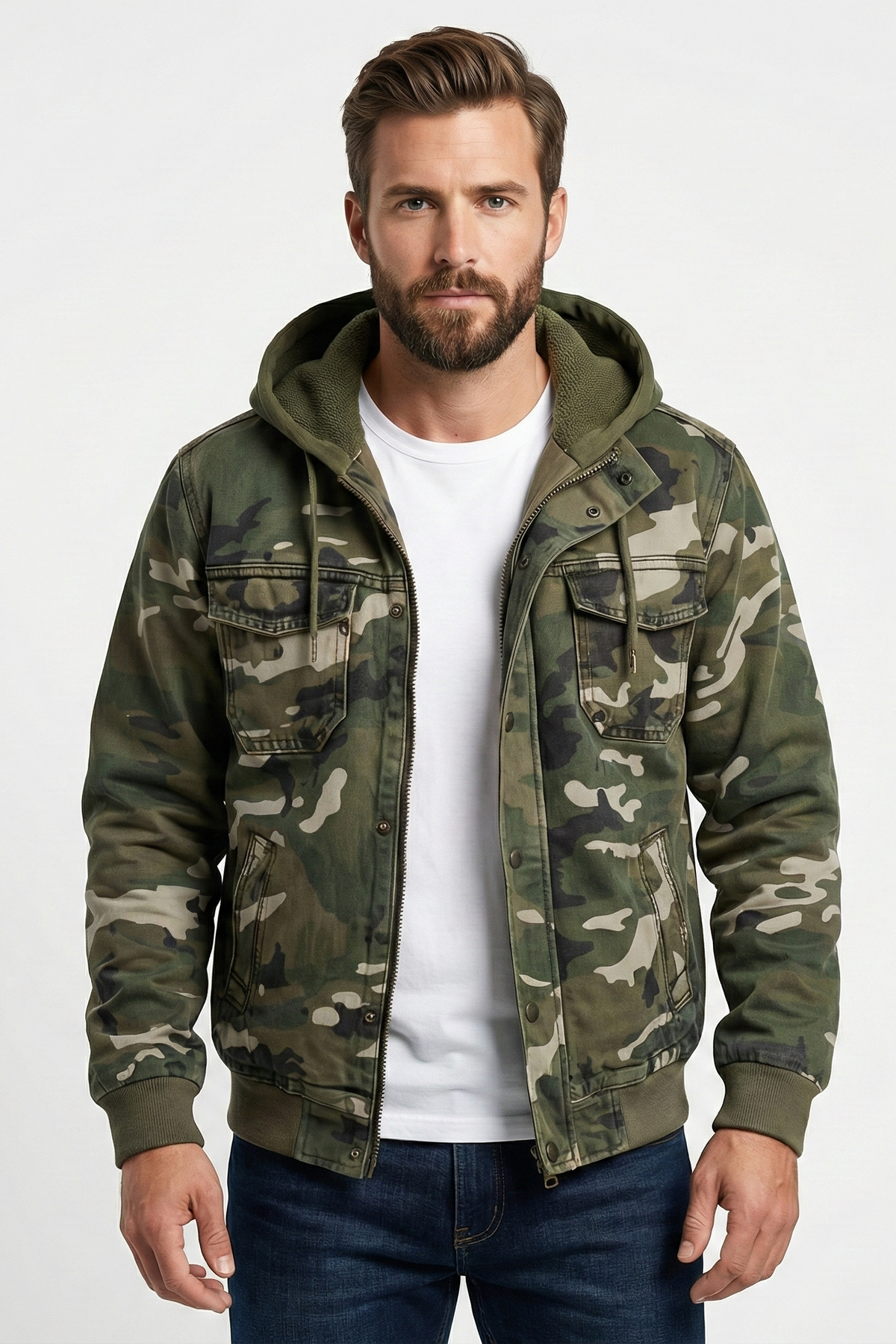 Veste cargo zippée camouflage pour hommes | Zavon