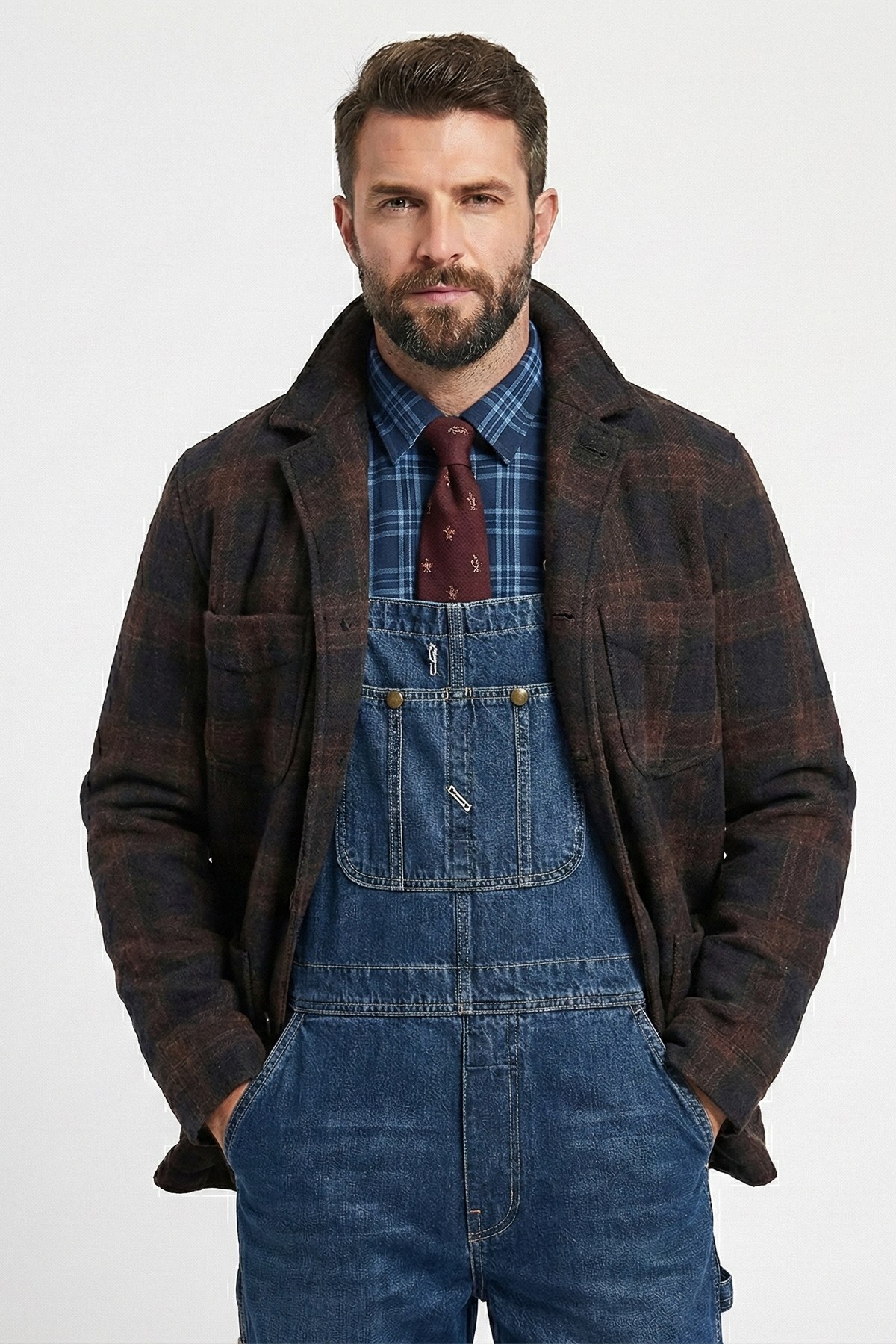 Veste ample à revers à carreaux rétro pour hommes | Zavon