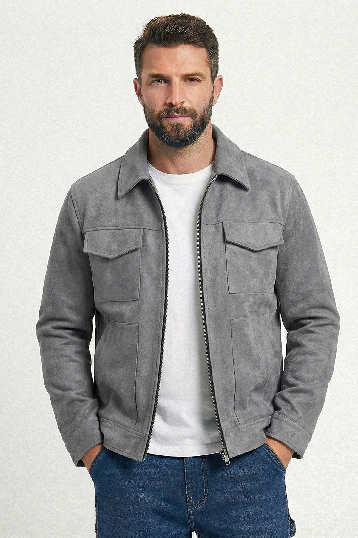 Veste surdimensionnée en daim pour hommes | Zavon