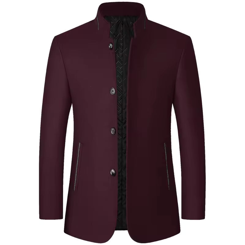 Manteau long à col montant en laine chaude pour hommes | Zavon