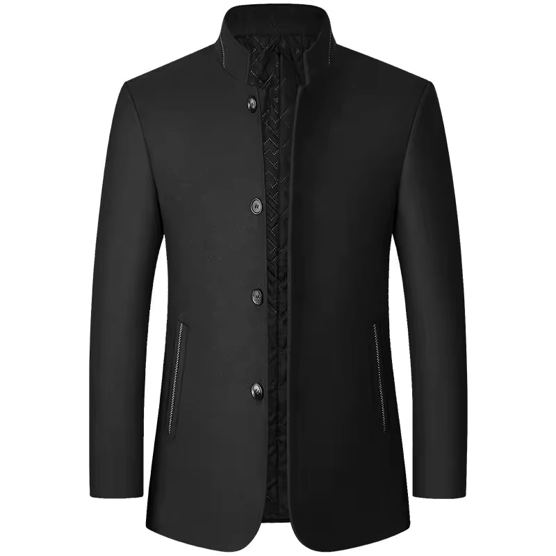 Manteau long à col montant en laine chaude pour hommes | Zavon